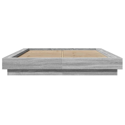 Bed Frame with LED Lights without Mattress Grey Sonoma 120x200cm