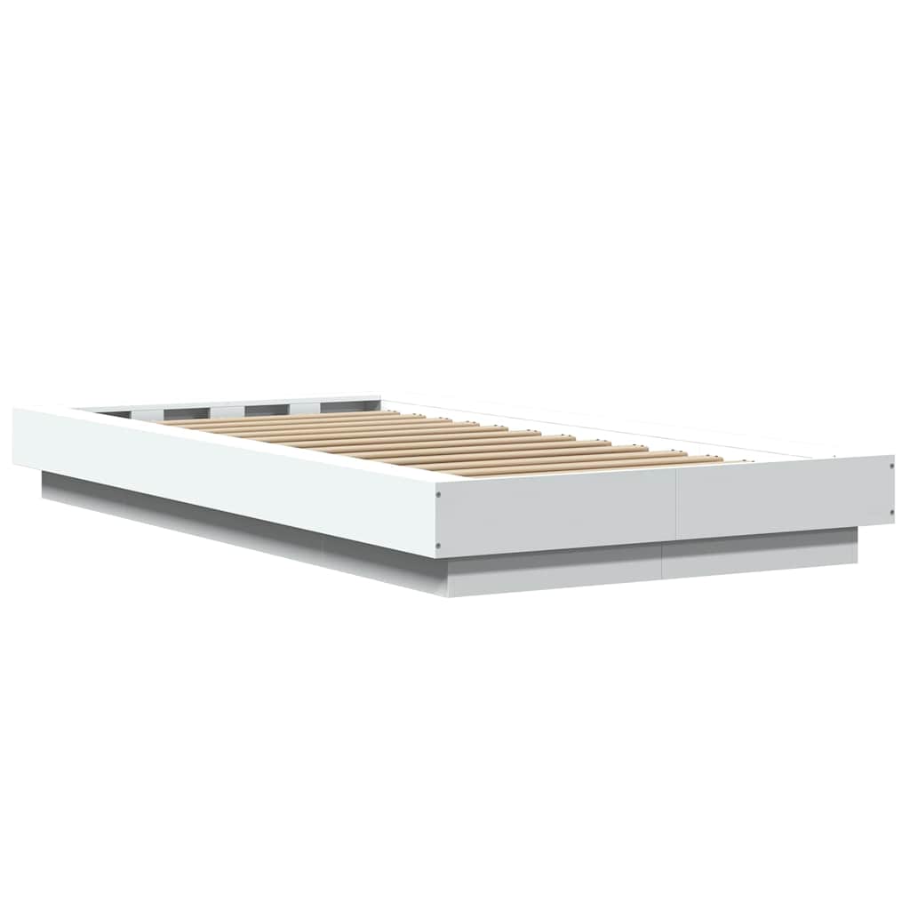 Bed Frame with LED Lights without Mattress White 100x200cm