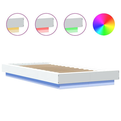 Bed Frame with LED Lights without Mattress White 100x200cm