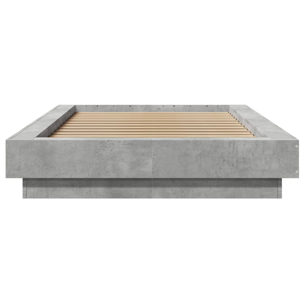 Bed Frame with LED Lights without Mattress Concrete Grey 100x200cm