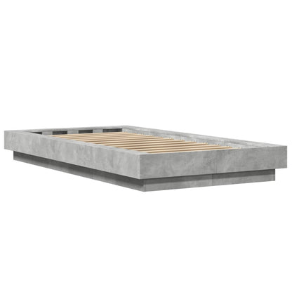 Bed Frame with LED without Mattress Concrete Grey 100x200 cm