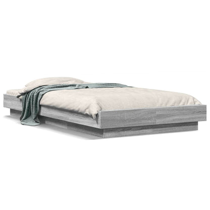 Bed Frame with LED Lights without Mattress Grey Sonoma 100x200cm