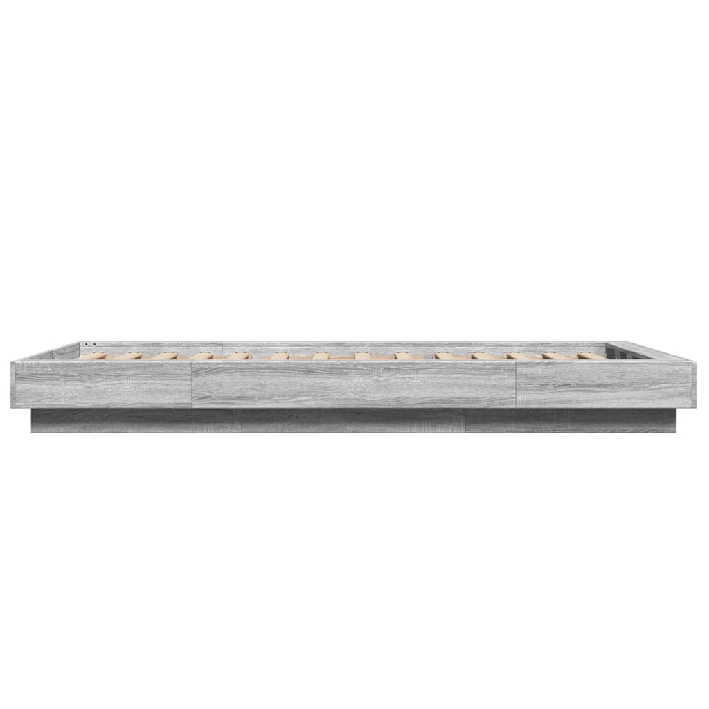 Bed Frame with LED Lights without Mattress Grey Sonoma 100x200cm
