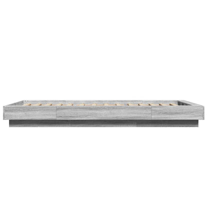 Bed Frame with LED without Mattress Grey Sonoma 100x200 cm