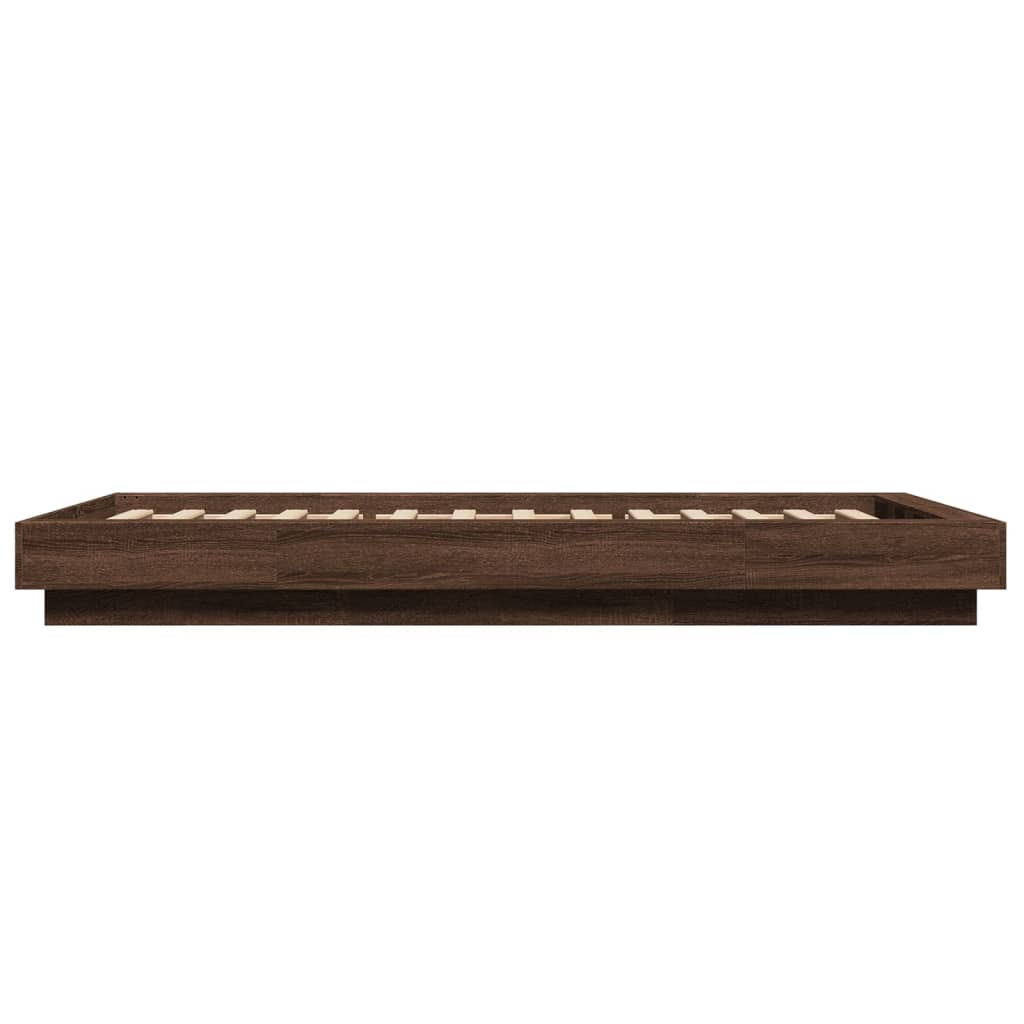 Bed Frame with LED Lights without Mattress Brown Oak 100x200cm