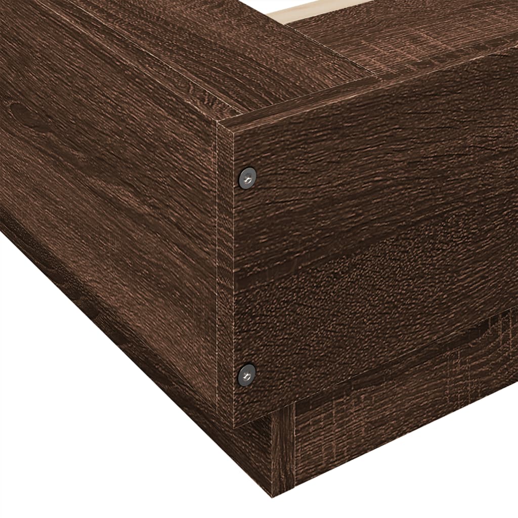Bed Frame with LED Lights without Mattress Brown Oak 100x200cm