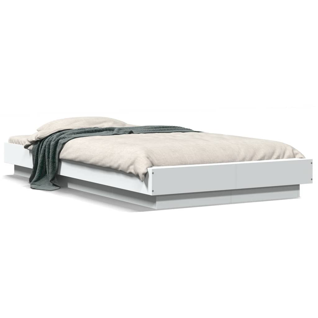 Bed Frame with LED Lights without Mattress White 90x200cm