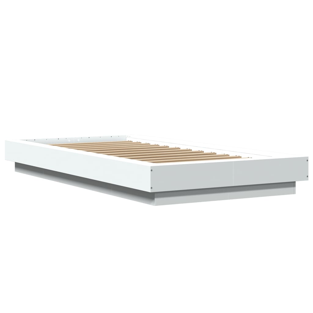 Bed Frame with LED Lights without Mattress White 90x200cm