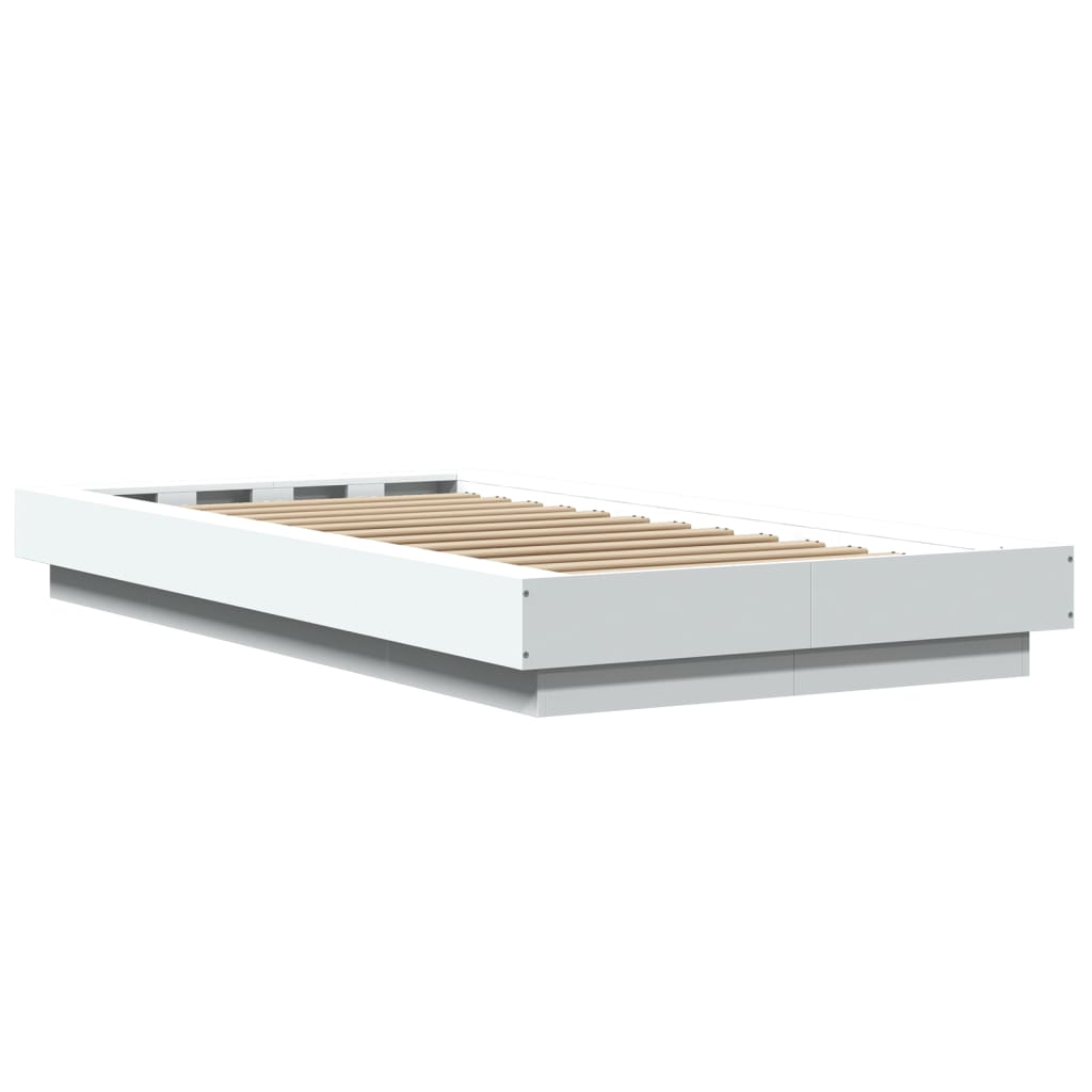 Bed Frame with LED Lights without Mattress White 90x200cm