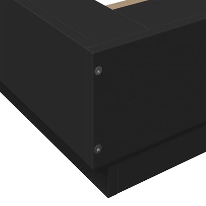 Bed Frame with LED Lights without Mattress Black 90x200cm