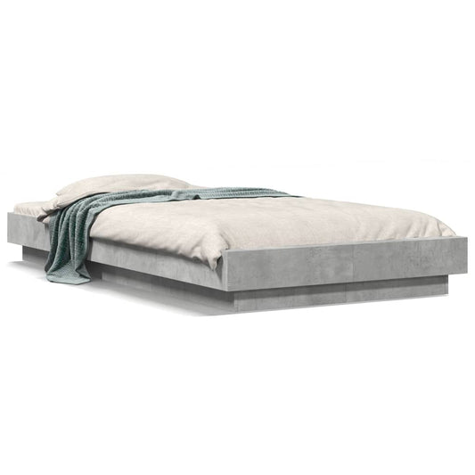 Bed Frame with LED Lights without Mattress Concrete Grey 90x200cm