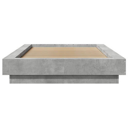 Bed Frame with LED Lights without Mattress Concrete Grey 90x200cm