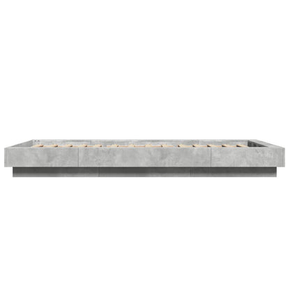 Bed Frame with LED Lights without Mattress Concrete Grey 90x200cm