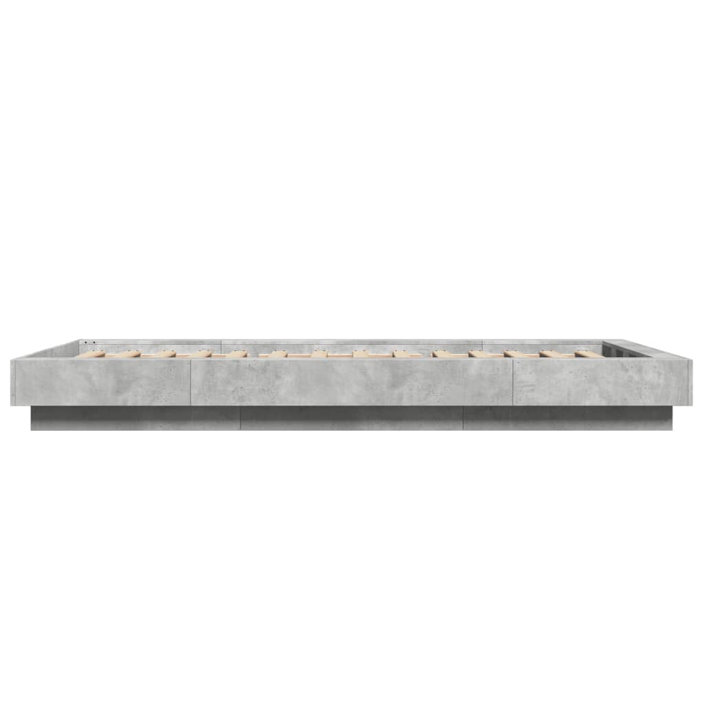 Bed Frame with LED without Mattress Concrete Grey 90x200 cm