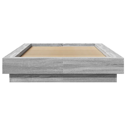 Bed Frame with LED Lights without Mattress Grey Sonoma 90x200cm