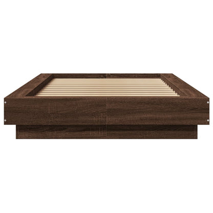 Bed Frame with LED Lights without Mattress Brown Oak 90x200cm