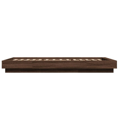 Bed Frame with LED Lights without Mattress Brown Oak 90x200cm