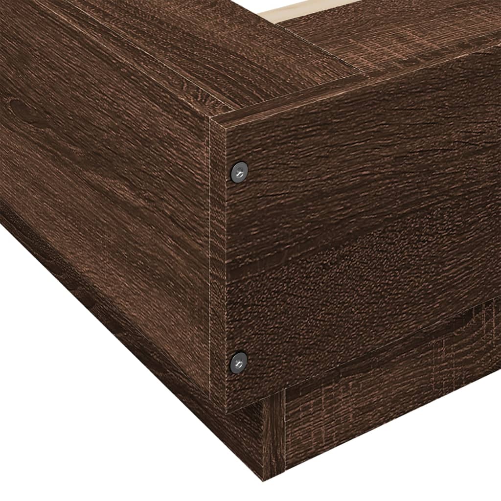 Bed Frame with LED Lights without Mattress Brown Oak 90x200cm