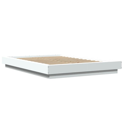 Bed Frame with LED Lights without Mattress White 140x190cm