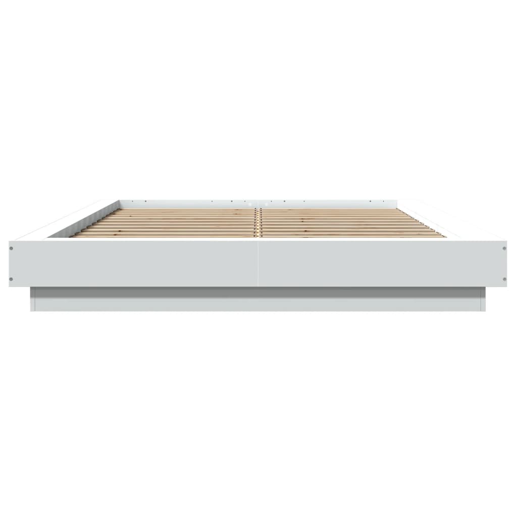 Bed Frame with LED Lights without Mattress White 140x190cm