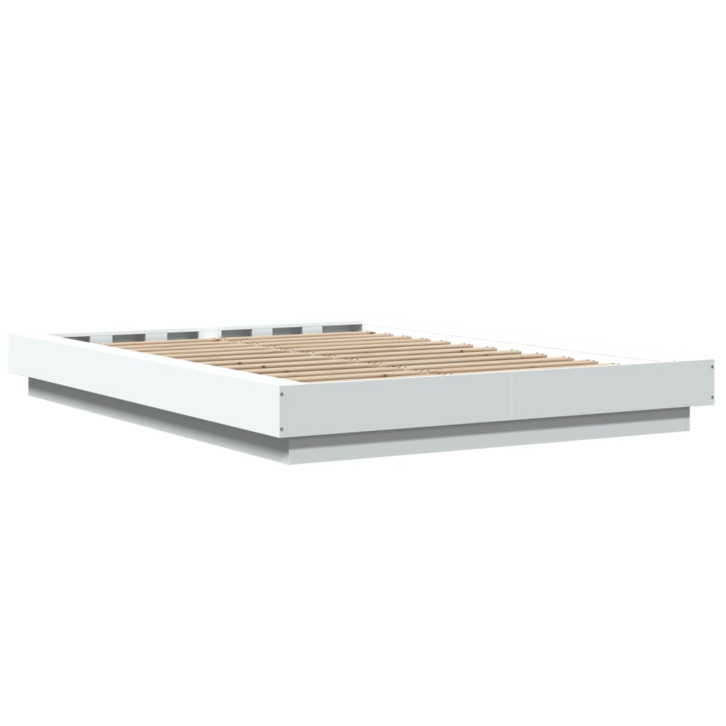Bed Frame with LED Lights without Mattress White 140x190cm