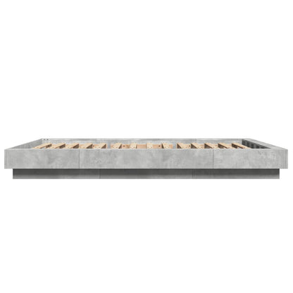 Bed Frame with LED Lights without Mattress Concrete Grey 140x190cm