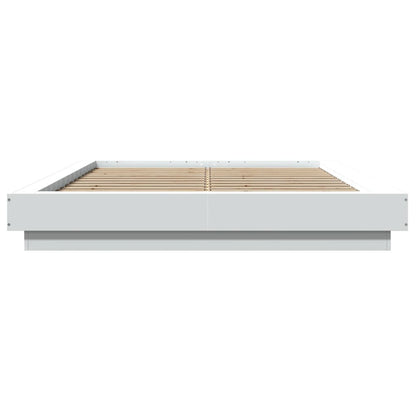 Bed Frame with LED Lights without Mattress White 135x190cm