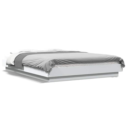 Bed Frame with LED Lights without Mattress White 120x190cm