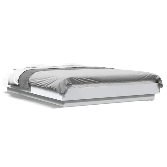 Bed Frame with LED Lights without Mattress White 120x190cm