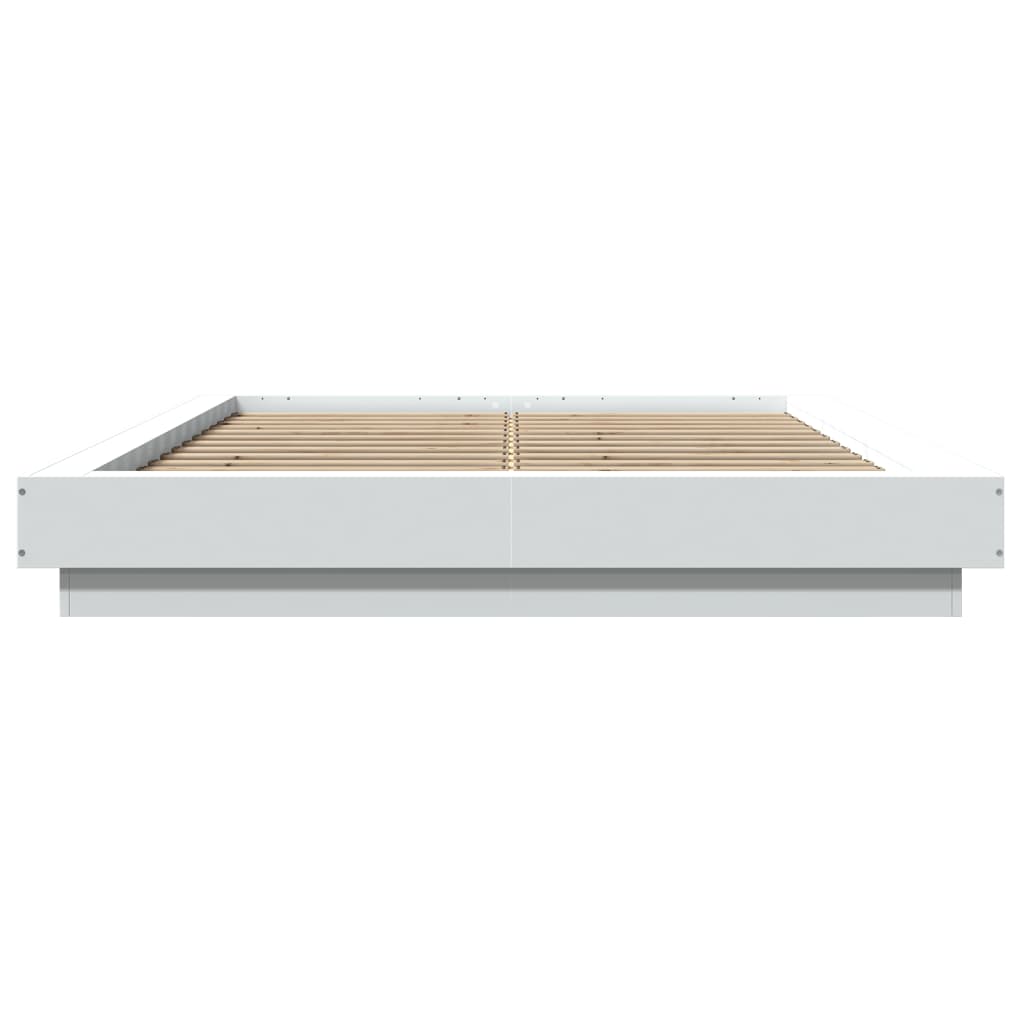 Bed Frame with LED Lights without Mattress White 120x190cm