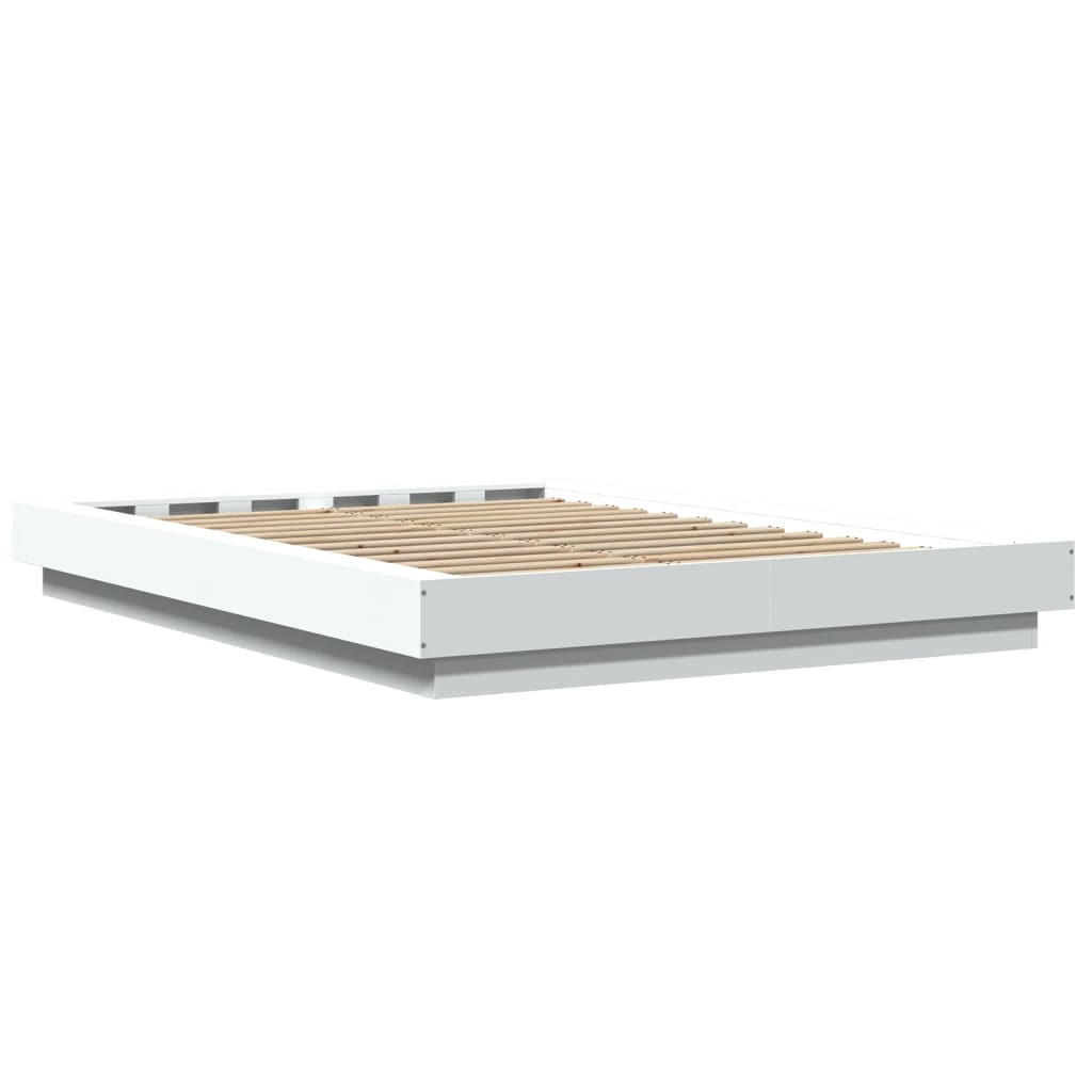 Bed Frame with LED Lights without Mattress White 120x190cm