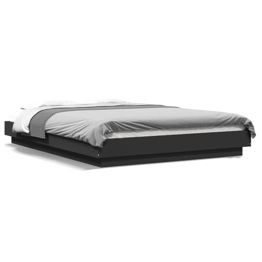 Bed Frame with LED Lights without Mattress Black 120x190cm