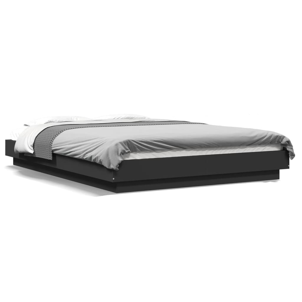 Bed Frame with LED Lights without Mattress Black 120x190cm