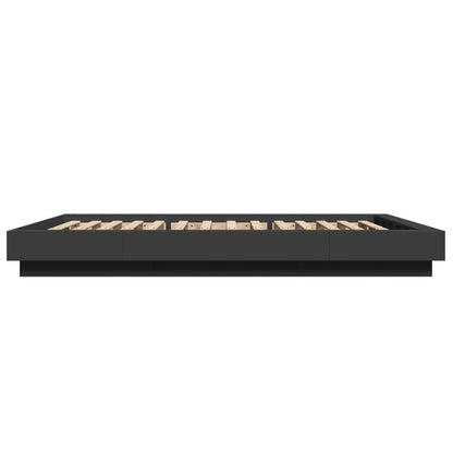 Bed Frame with LED Lights without Mattress Black 120x190cm