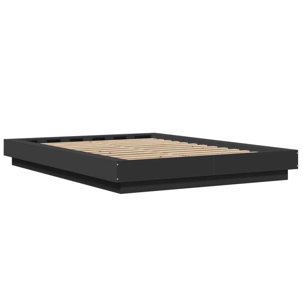 Bed Frame with LED Lights without Mattress Black 120x190cm