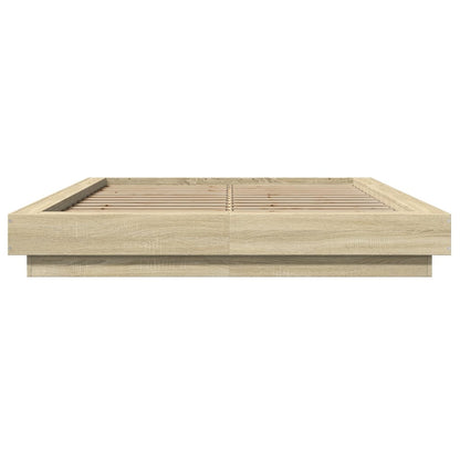 Bed Frame with LED Lights without Mattress Sonoma Oak 120x190cm