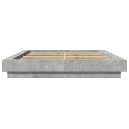 Bed Frame with LED Lights without Mattress Concrete Grey 120x190cm