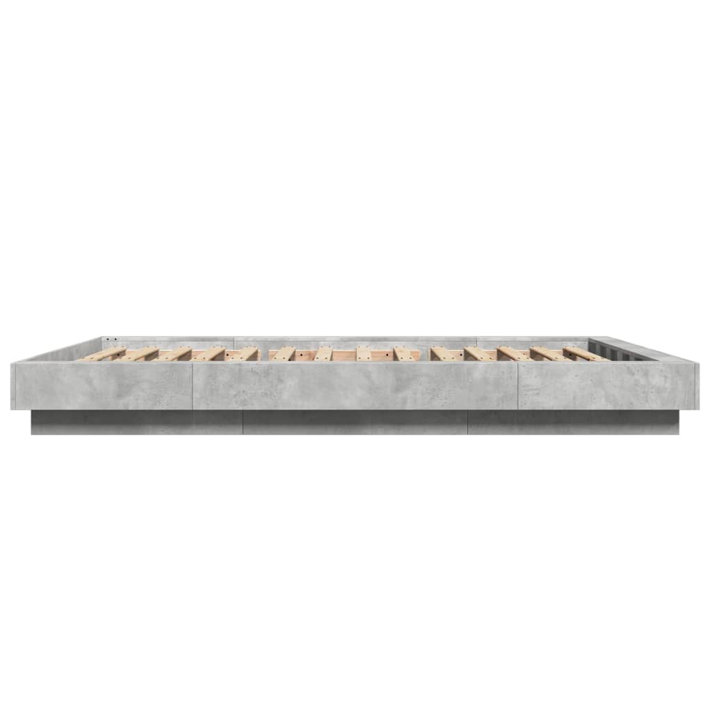 Bed Frame with LED without Mattress Concrete Grey 120x190 cm