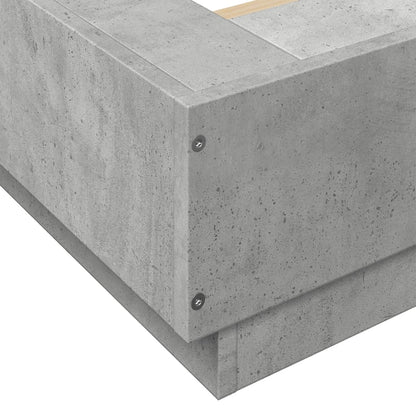 Bed Frame with LED Lights without Mattress Concrete Grey 120x190cm