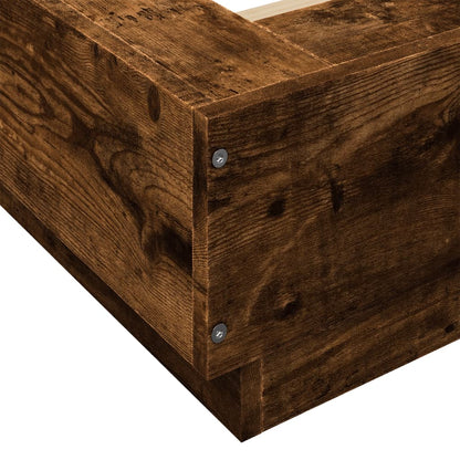 Bed Frame with LED Lights without Mattress Smoked Oak 120x190cm