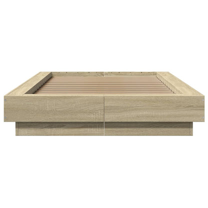 Bed Frame with LED Lights without Mattress Sonoma Oak 90x190cm