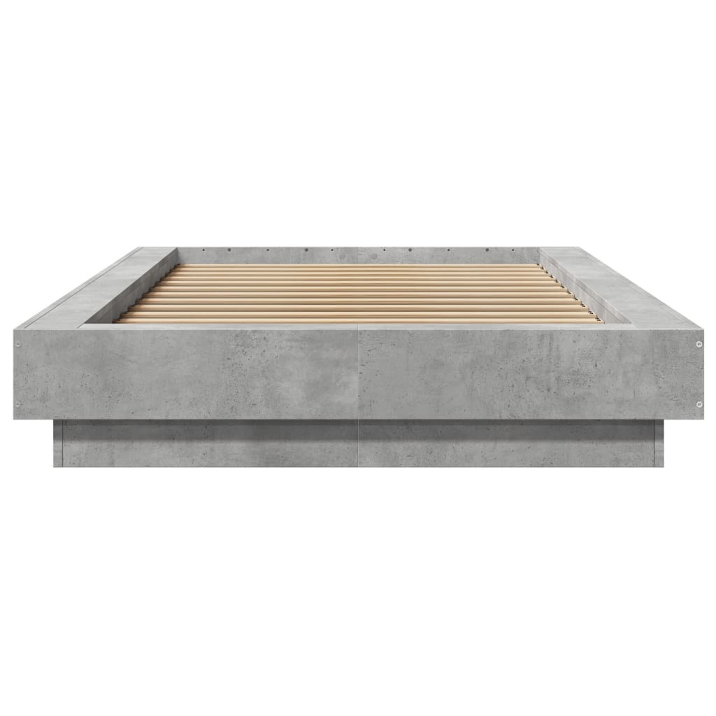 Bed Frame with LED without Mattress Concrete Grey 90x190 cm