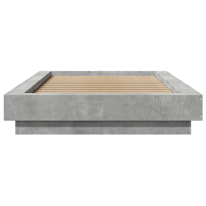 Bed Frame with LED without Mattress Concrete Grey 90x190 cm