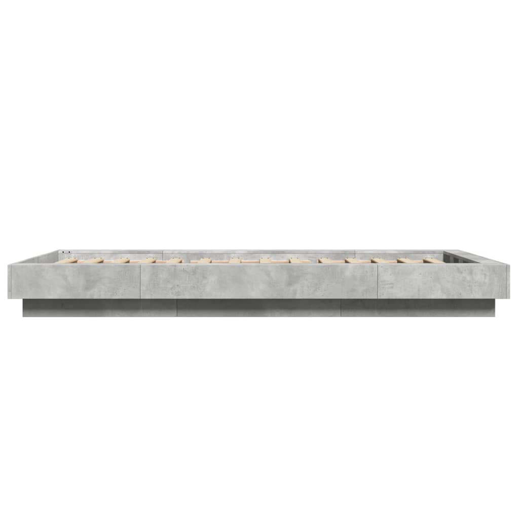 Bed Frame with LED without Mattress Concrete Grey 90x190 cm