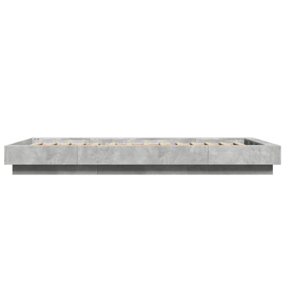 Bed Frame with LED without Mattress Concrete Grey 90x190 cm