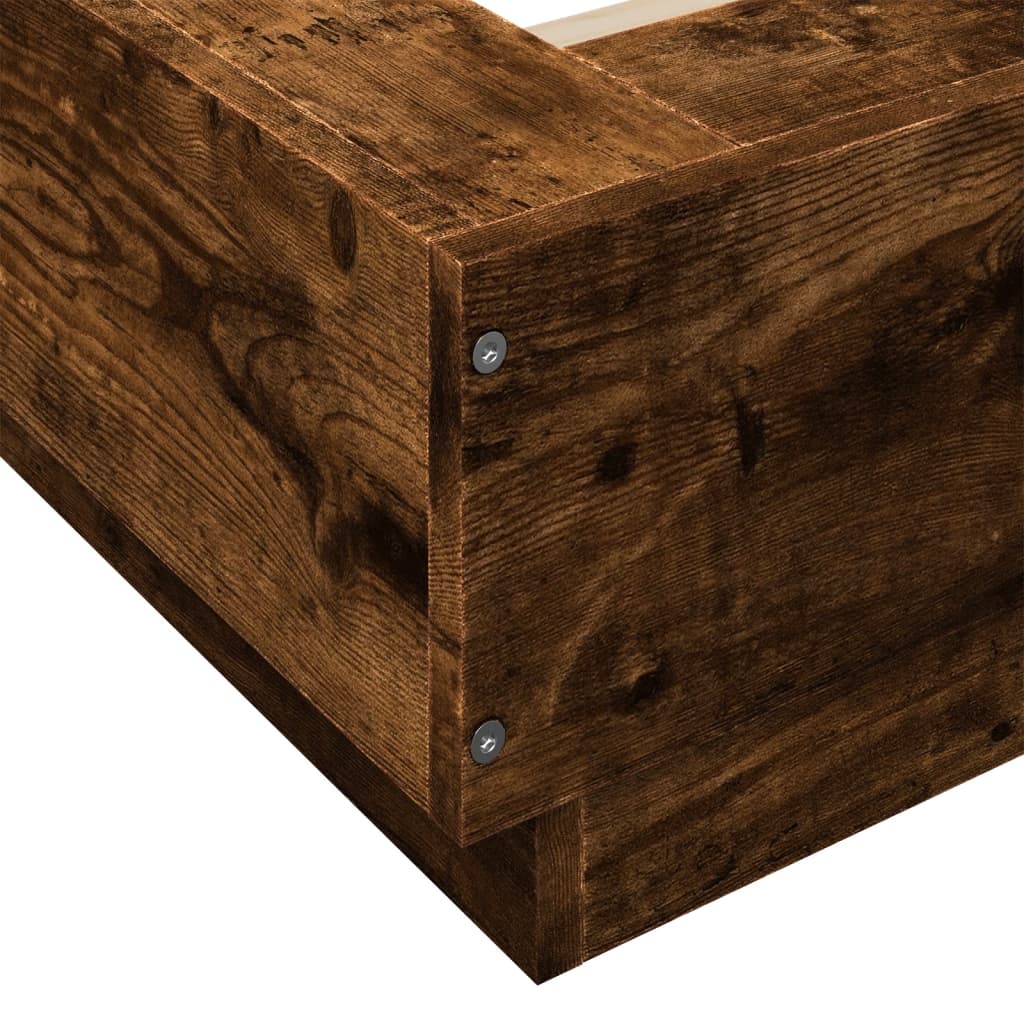 Bed Frame with LED Lights without Mattress Smoked Oak 90x190cm