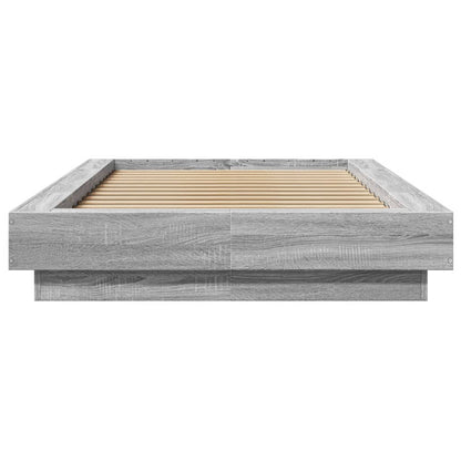 Bed Frame with LED Lights without Mattress Grey Sonoma 90x190cm