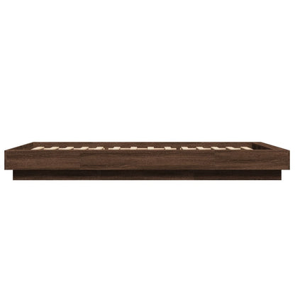 Bed Frame with LED Lights without Mattress Brown Oak 90x190cm