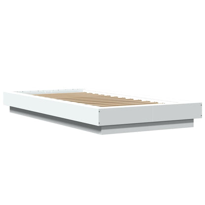 Bed Frame with LED Lights without Mattress White 75x190cm