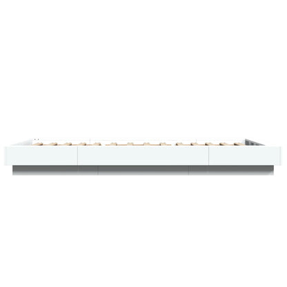 Bed Frame with LED Lights without Mattress White 75x190cm